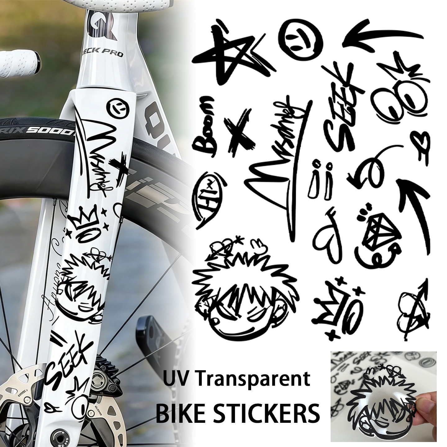 Mountain Biking Helmet - Stiker Sepeda DIY Transparan UV, Stiker